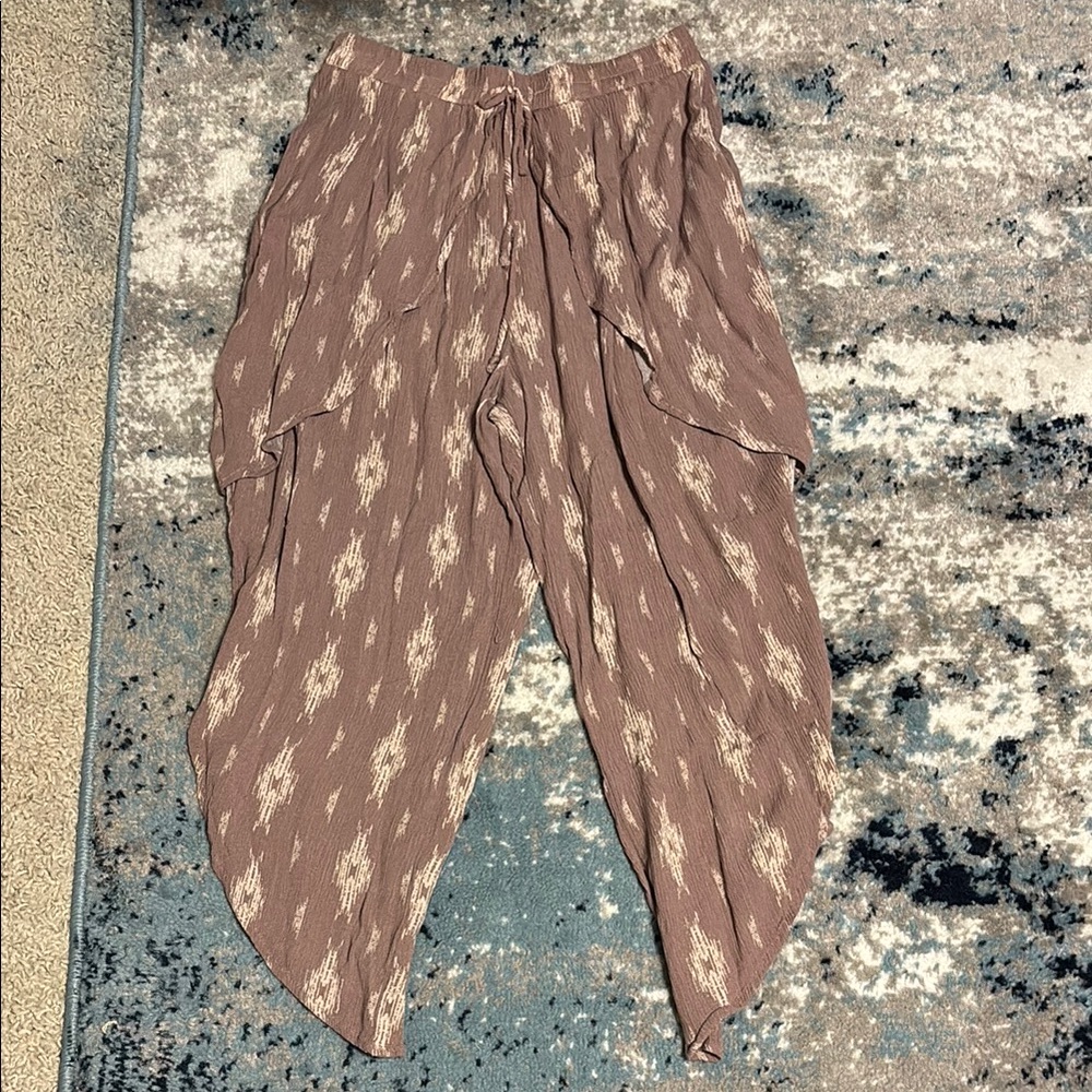 Brown Wide Leg Pants with Unique Print